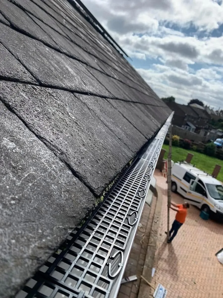 Gutter guard fitted on a slate roof in St Blazey